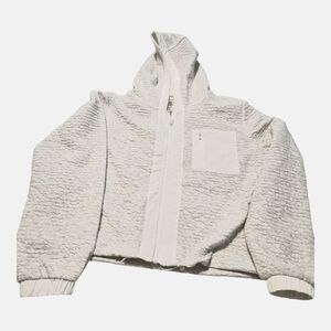 Mono B Cotton Blend Textured Zip-Up Jacket in Misty Grey Size Small